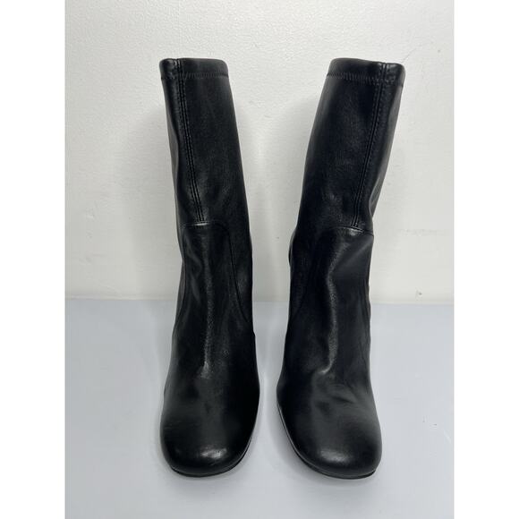 Stuart Weitzman Curveblock 100 Square Leather Bootie Sock Black Size 11 & 11.5 - Picture 5 of 15